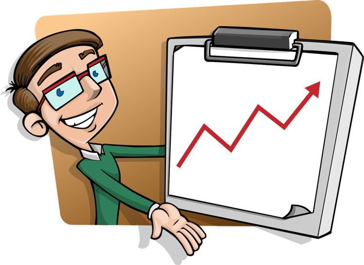 an animated picture of a man with a graph drawing