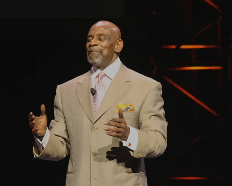 Motivational speaker Chris Gardener giving a talk.