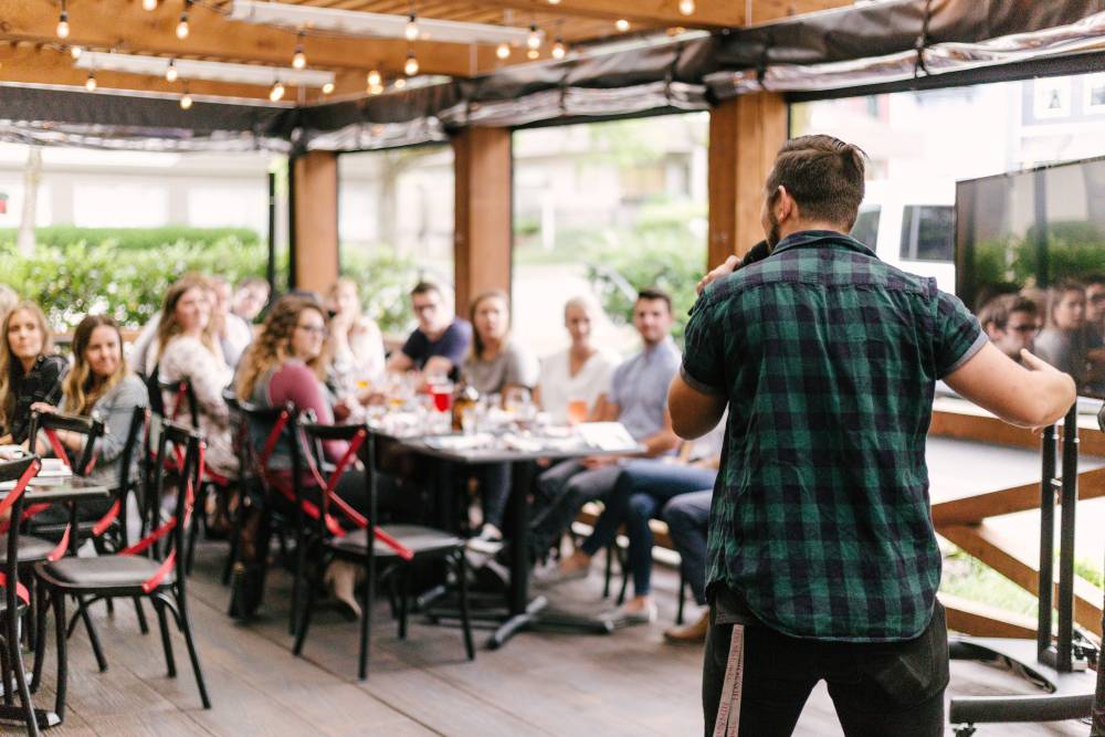 Man presenting to an audience