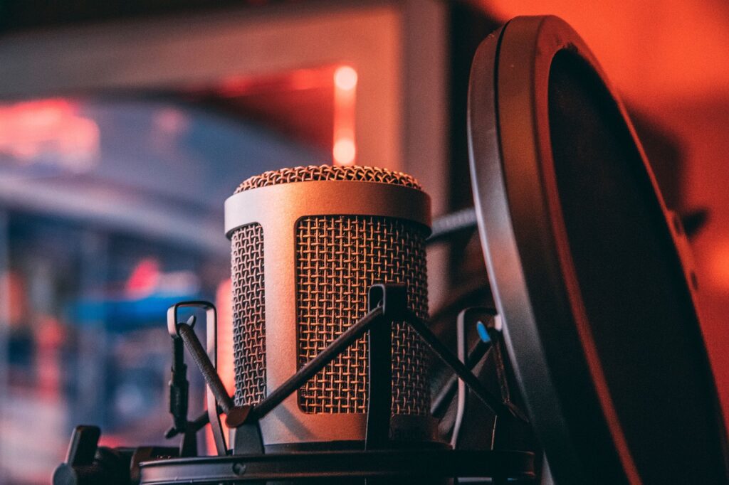 A microphone symbolizing nurturing a sweet, gentle voice through relaxation, vocal exercises, and mindful speaking.